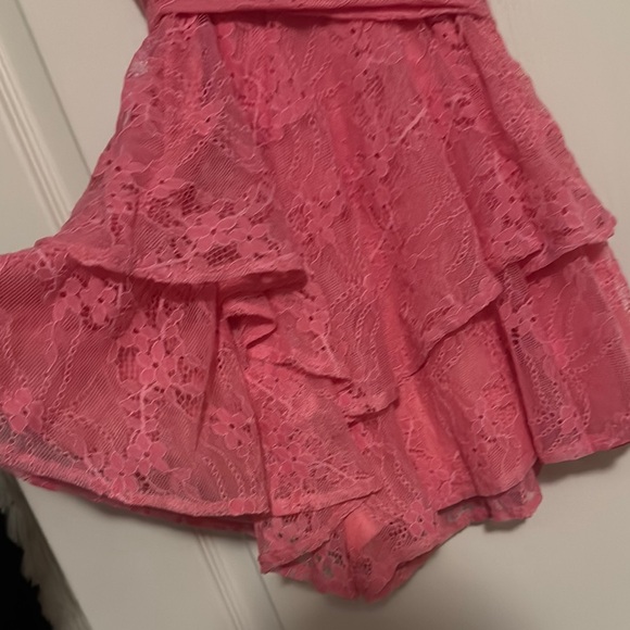 Pink Ruffled Lace Romper - Picture 4 of 5